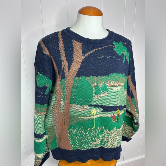Vintage Salty Dog Gant Golf Scene Landscape Sweater - Picture 2 of 12